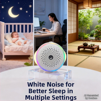 Portatīvs baltā trokšņa miega skaļrunis kubs — 60 Hz–15 kHz, SNR ≥60 dB, 1 W, USB barošana, iebūvētā 300–500 mAh akumulatora