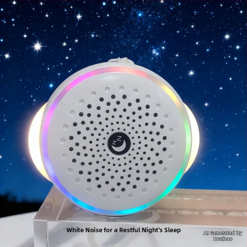 Portatīvs baltā trokšņa miega skaļrunis kubs — 60 Hz–15 kHz, SNR ≥60 dB, 1 W, USB barošana, iebūvētā 300–500 mAh akumulatora