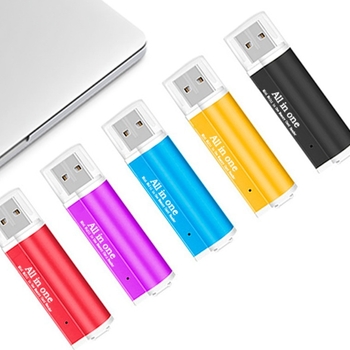 Cititor de carduri 4 în 1 cu USB 2.0 și aprinzător, corp din aliaj de aluminiu, suport SD/TF/MicroSD/MS(M2)