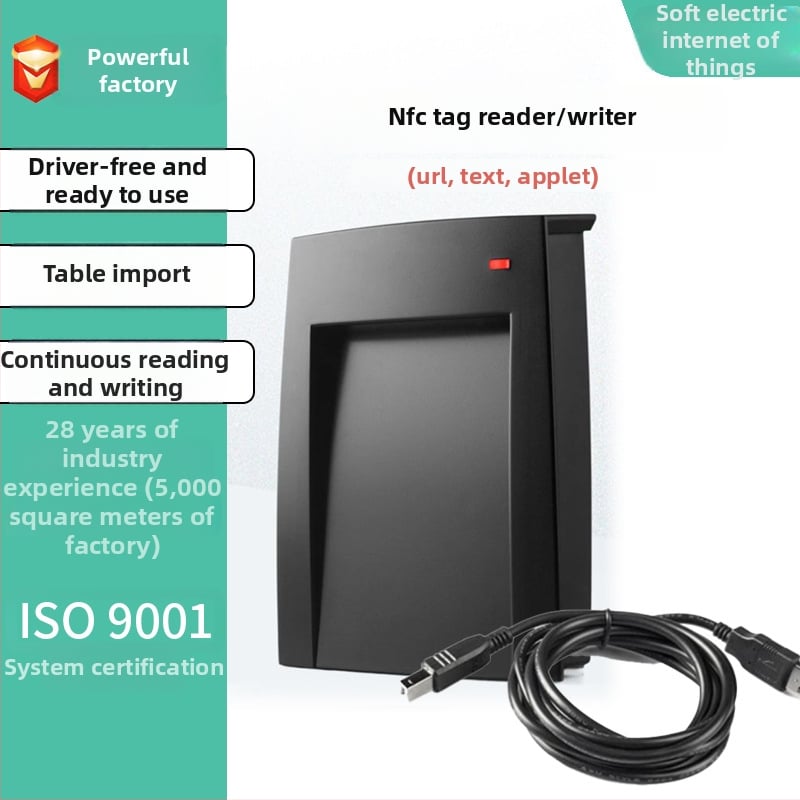 NFC masinis skaitytuvas/rašytuvas USB be tvarkyklių, su SDK - Aukšto dažnio NFC, jutiklio atstumas 1–5 cm, skaitymo laikas 0,5–3 s