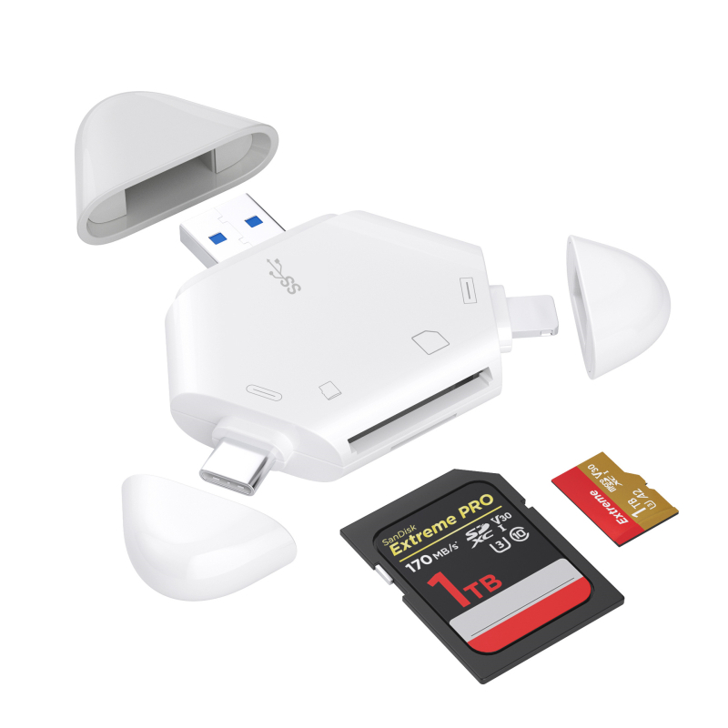 SKYLETTE Cititor de carduri Cinci în Unu USB 3.0 SD/TF, Type-C 8 pini, pentru PC-uri și dispozitive mobile