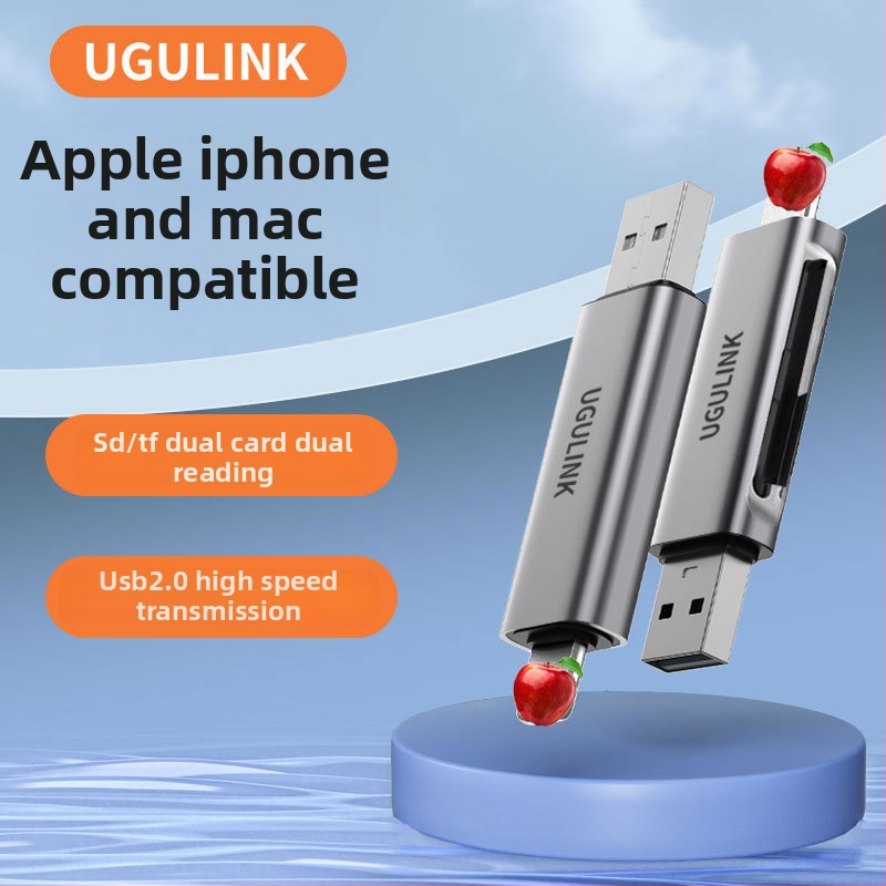 WG-520 USB 2.0 OTG čítačka kariet – SD/TF pamäťové karty, Lightning/USB rozhranie, hliníková zliatina, kompatibilné s Apple zariadeniami