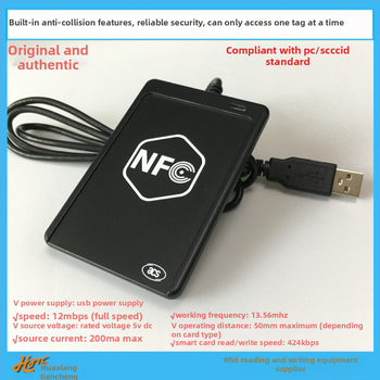 ACR1251U-M1 bekontaktis RFID/NFC skaitytuvas kortelėms; USB pilno greičio sąsaja; palaiko ISO14443 A/B, M1 seriją, DESFire, FeliCa; 13,56 MHz; skaitymo atstumas 5–10 cm
