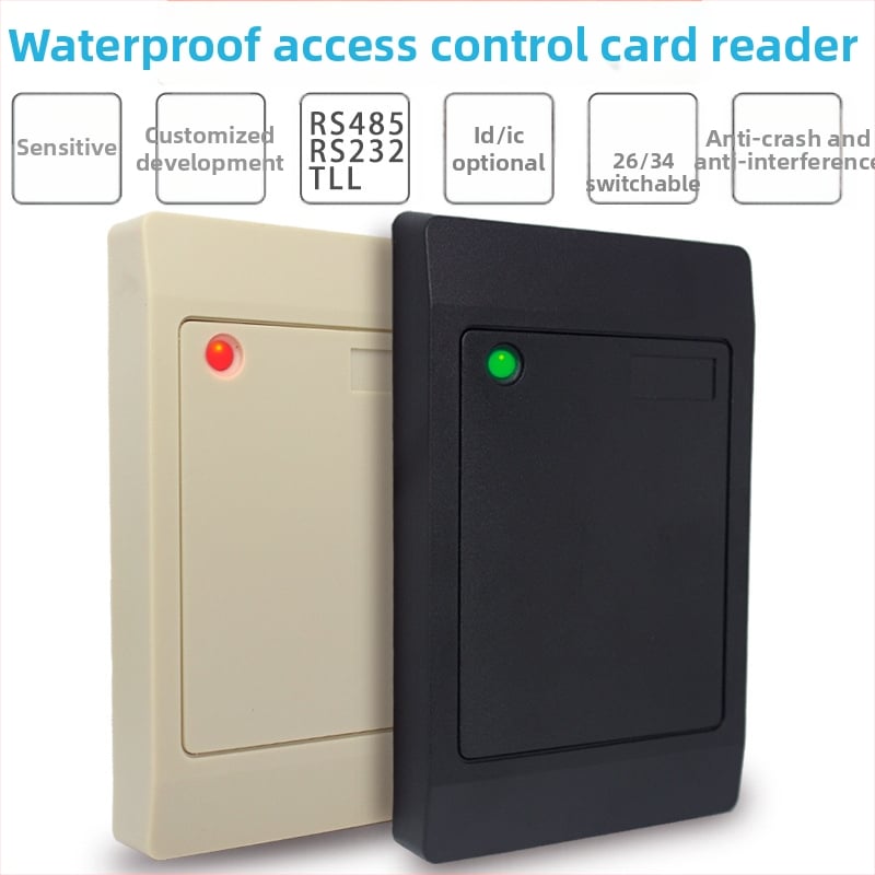 XIRUI XR-R101 atsparus vandeniui bekontaktis prieigos skaitytuvas, WG26 / Wiegand 34, 13,56MHz/125kHz, ID/IC/NFC kortoms