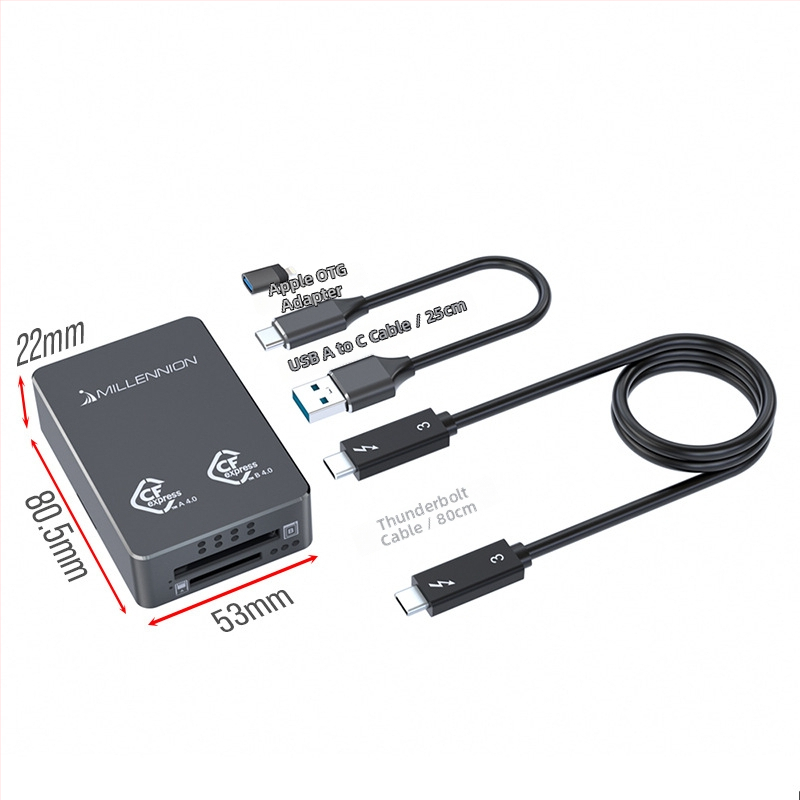 USB4 dvojvstupová čítačka kariet CFA a CFB, USB-C rozhranie 40Gbps, hliníkové puzdro, model 9338