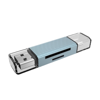 LMD-CR002 USB 2.0 aluminijski mini čitač kartica za SD/TF (vanjska instalacija) — niklano sučelje