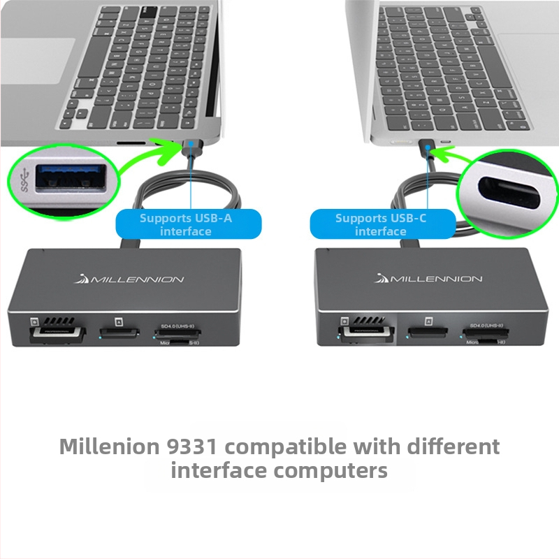 Maihelun 9331 Vonkajšia 5-v-1 čítačka kariet a SSD púzdro, CF/SD/SDHC/TF, USB-C, USB 3.2 Gen2x1 10Gbps, hlinírové púzdro
