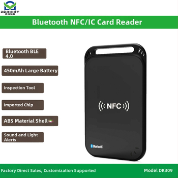 DK309 Bluetooth NFC kortelių skaitytuvas bekontaktėms kortelėms; aukštos dažnio kortoms; aptikimo diapazonas 0–6; darbinė dažnis 13560; kortelės skaitymo laikas 0,2 s