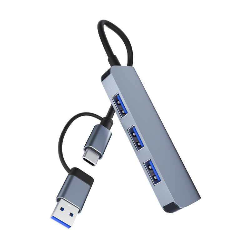 USB-C hub za laptop s 4 priključka, USB 2.0, podrška SD kartice, ugrađeni dizajn, težina 0,085 kg (USB 2.0; 4 priključka; podrška SD kartice; ugrađeni dizajn; težina 0,085 kg)