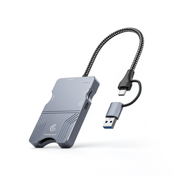 Višenamjenski USB 3.2 čitač kartica CF/SD/TF s USB-C i napajanjem od 5V, aluminijska zlitina