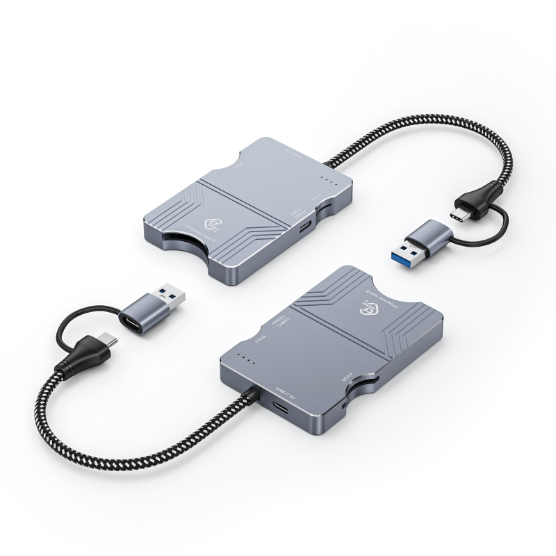 Višenamjenski USB 3.2 čitač kartica CF/SD/TF s USB-C i napajanjem od 5V, aluminijska zlitina