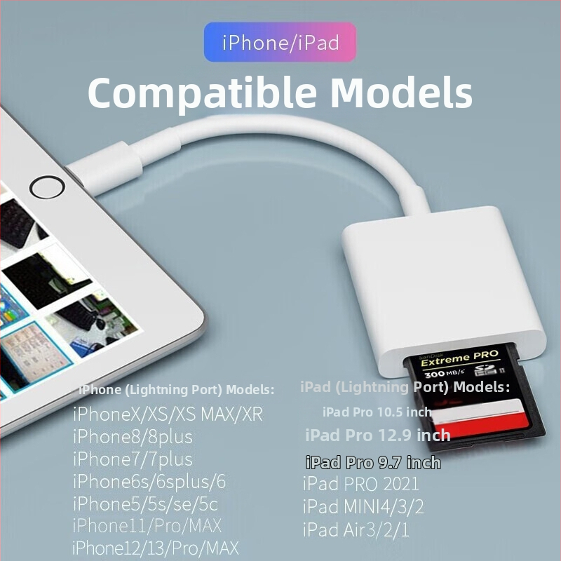 SD karšu lasītājs Apple Lightning un USB-C ierīcēm, Yinhe BL-006, saderīgs ar iPad, iPhone, Android tālruņiem un datoriem