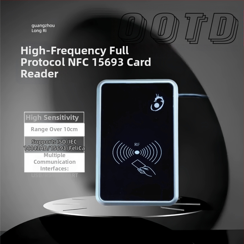 LR-568-NFC15693 USB NFC четец за карти, RS-485/UART, 13,56 MHz, диапазон на четене 8-10 см, поддържа ISO/IEC 14443 A/B, 15693 и Felica