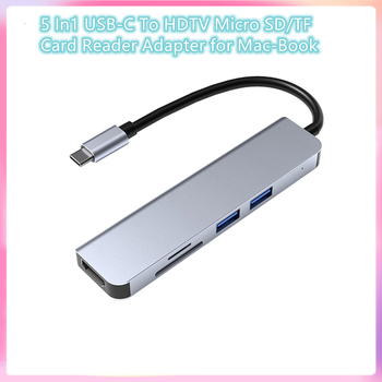 Type-C USB hub pet u jednom s HDMI izlazom i čitačem SD/TF kartica (USB 1.1 sučelje, ugrađena instalacija)