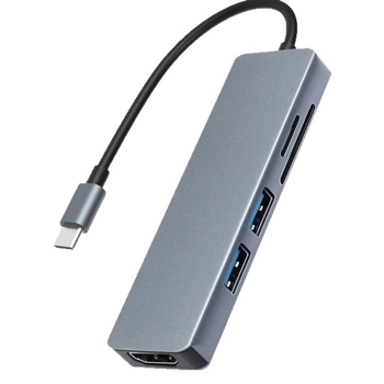 Type-C USB hub pet u jednom s HDMI izlazom i čitačem SD/TF kartica (USB 1.1 sučelje, ugrađena instalacija)