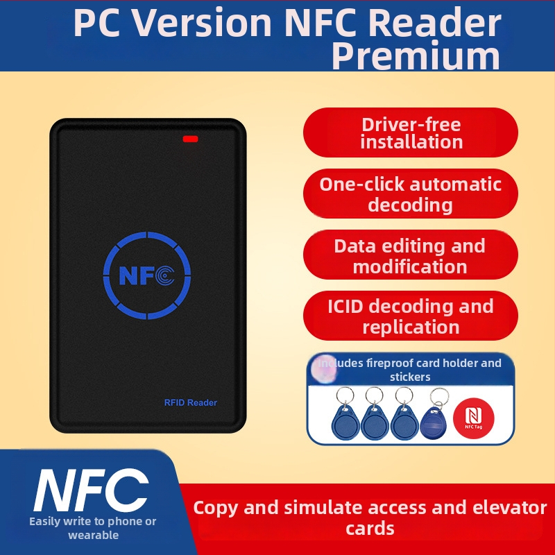 NFC skaitytuvas-rašytuvas su dekoderiu ir prieigos kortelių kopijavimu, modelis NFC-MF-LF, Card Workshop