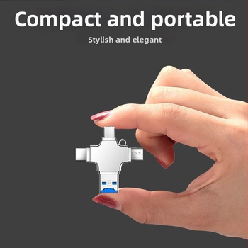 4-in-1 OTG skaitytuvas kortelėms JH-0520 – USB-C sąsaja, universali suderinamumas, palaiko TF kortelę ir USB atmintinę