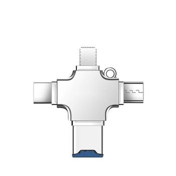 4-in-1 OTG skaitytuvas kortelėms JH-0520 – USB-C sąsaja, universali suderinamumas, palaiko TF kortelę ir USB atmintinę