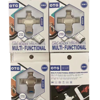 4-in-1 OTG skaitytuvas kortelėms JH-0520 – USB-C sąsaja, universali suderinamumas, palaiko TF kortelę ir USB atmintinę