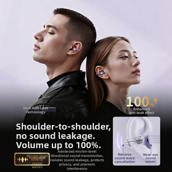 Slúchadlá s kostnou vodivosťou, clip-on Bluetooth, bezdrôtové pre šport, dosah 15 m, Bluetooth 5.4, viac ako 8 hodín výdrže batérie, vodeodolné