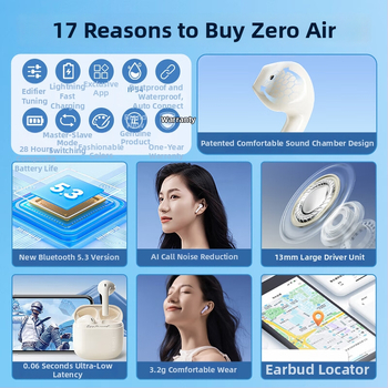 Edifier Flower Re-Zero Air true wireless Bluetooth in-ear slúchadlá, dosah 20 m, Bluetooth 4.0, výdrž >8 h