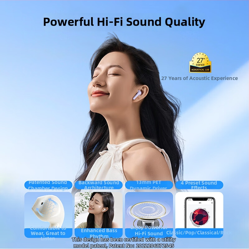 Edifier Flower Re-Zero Air true wireless Bluetooth in-ear slúchadlá, dosah 20 m, Bluetooth 4.0, výdrž >8 h