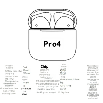 Belaidės Bluetooth ausinės, sportinio stiliaus (Bluetooth 5.3, 10 m nuotolis, In-ear stereo, dviejų pusių, iki 4 valandų baterijos)