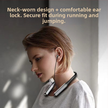 Beveidės kaklo juostos ausinės sportui – stereo garsas, ilgai veikiantis akumuliatorius (>8 val.), Bluetooth 5.4, 10 m diapazonas, atsparios vandeniui, in-ear