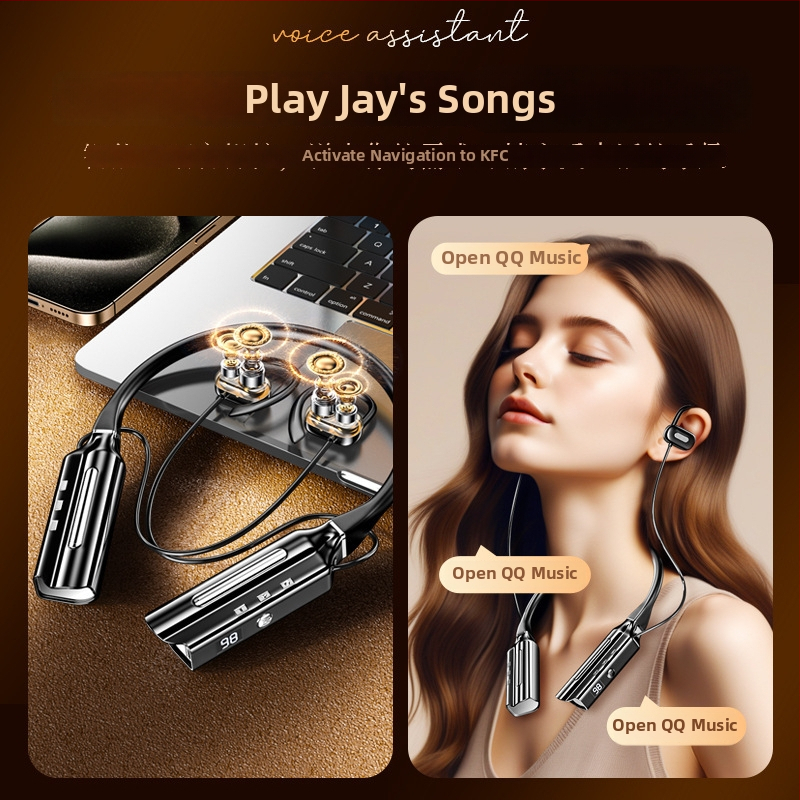 Ασύρματα ακουστικά Bluetooth τύπου λαιμού, ανοιχτός σχεδιασμός, μαγνητικά, εξουδετέρωση θορύβου, Bluetooth 6.0