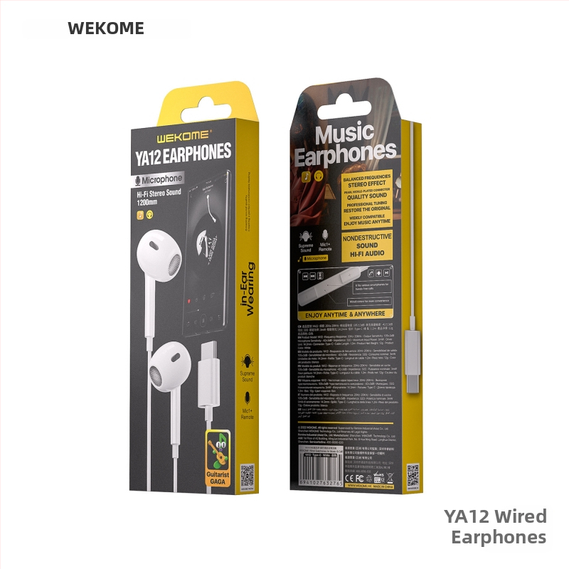 WEKOME in-ear žične slušalice s mikrofonom, 32 Ω, kabel 1,2 m, silikon kabel