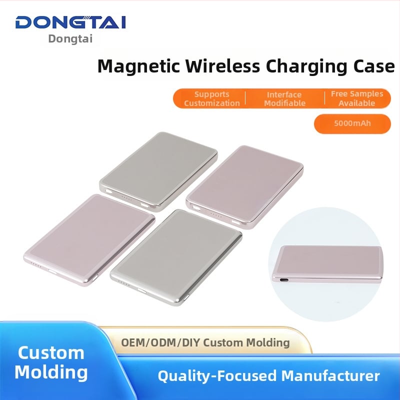 Carcasă de încărcare wireless din aliaj de aluminiu, 5000mAh, gravură laser, suprafață lucioasă-mată