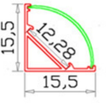 LED juostelės aliuminio kanalas XH-076, 6063-T5, oksidacijos paviršius, skirtas spintelėms