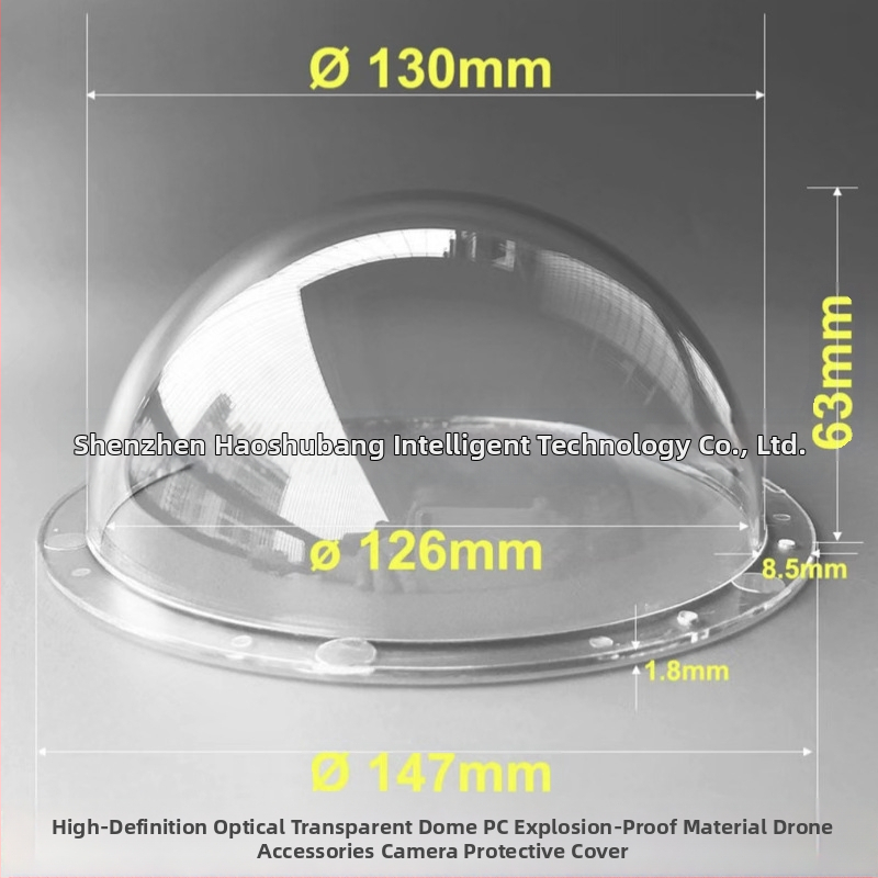 Hemisfēriskā aizsargkaste videokameras uzraudzībai, PC materiāls, ārēja uzstādīšana, dronu piederums, darba temperatūra 45°C