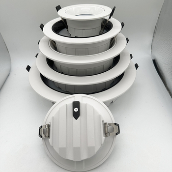 LED įmontuojamas downlight korpusas, liejamas aliuminis, miltelinis padengimas, modelis D7-1, įskaičiuota radiatoriaus, veido žiedas, reflektorius, šviesos šaltinio laikiklis