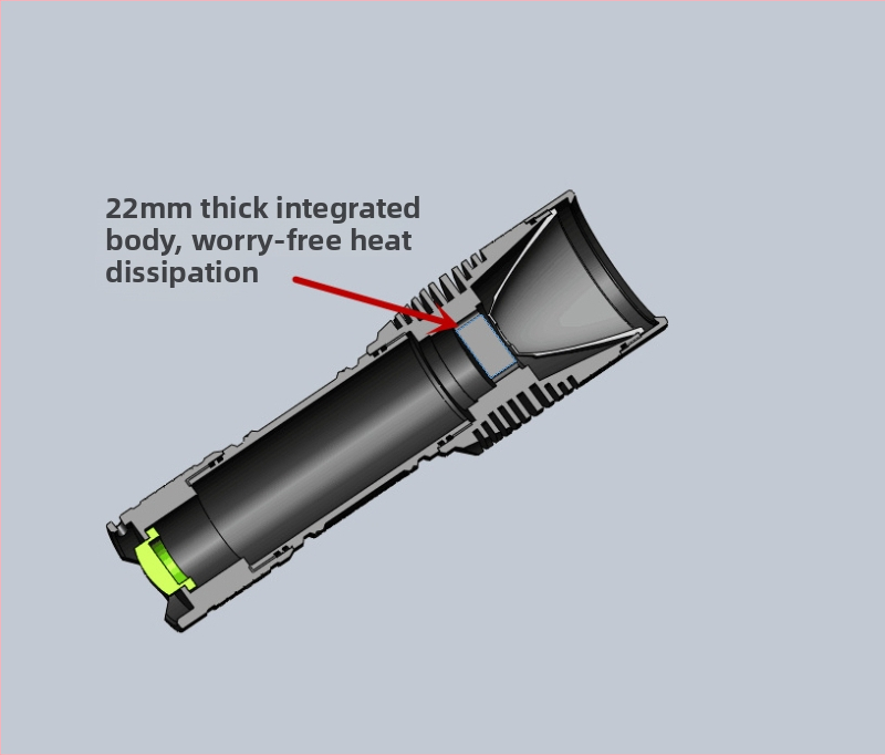 XHP35/50/70 žibintuvėlio korpusas DIY – Modelis C8.2, Aliuminio lydinys, Korpuso tipas: apvalkavimas, Paviršiaus oksidavimas, Montavimui, Suderinamas su 18650/26650