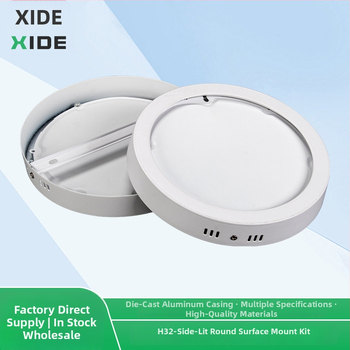 Apvalus paviršiai montuojamas LED šviestuvų rinkinys - liejamojo aliuminio korpusas, modelis XD-16-1, šoninis apšvietimas H32, balta purškimo apdaila, 2835 LED šaltinis