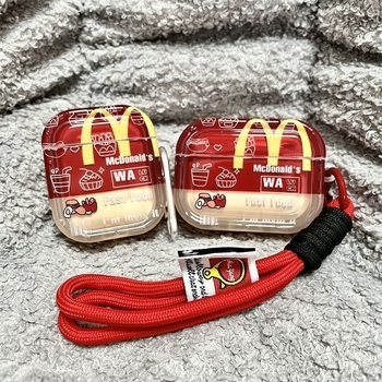 Prozirni TPU zaštitni kućište s dizajnom M Brand Fries & Burger za AirPods 4 i AirPods Pro 3 (23. generacija)