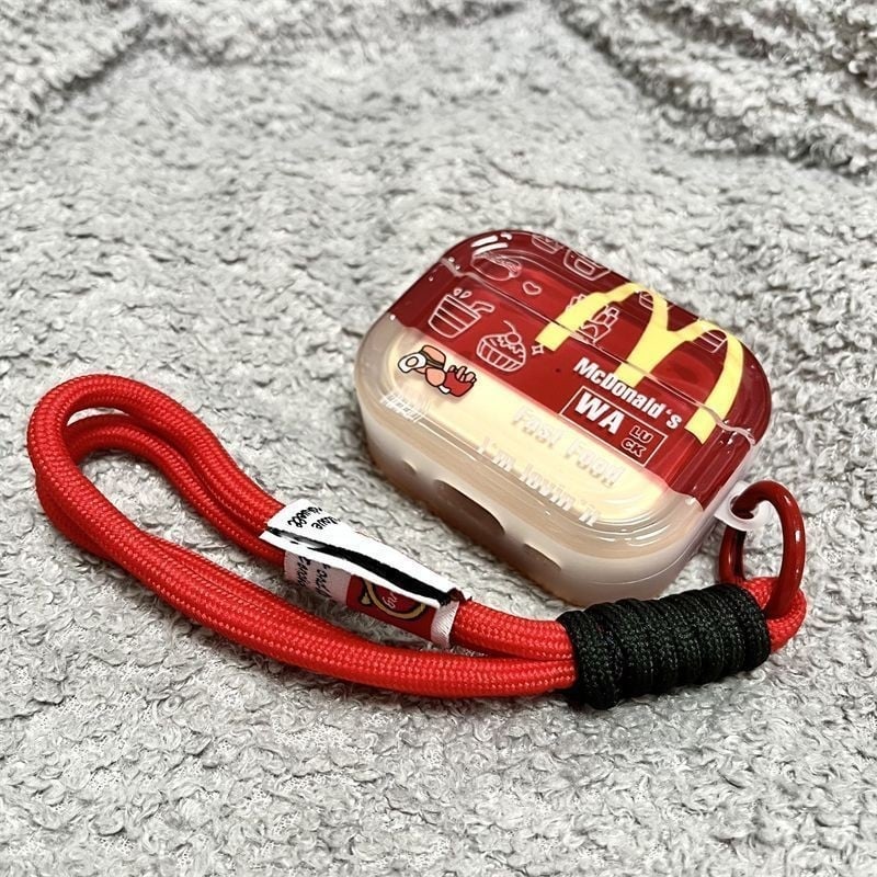 Prozirni TPU zaštitni kućište s dizajnom M Brand Fries & Burger za AirPods 4 i AirPods Pro 3 (23. generacija)