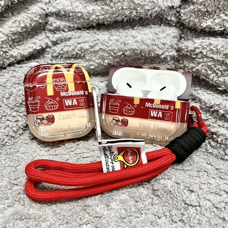 Prozirni TPU zaštitni kućište s dizajnom M Brand Fries & Burger za AirPods 4 i AirPods Pro 3 (23. generacija)