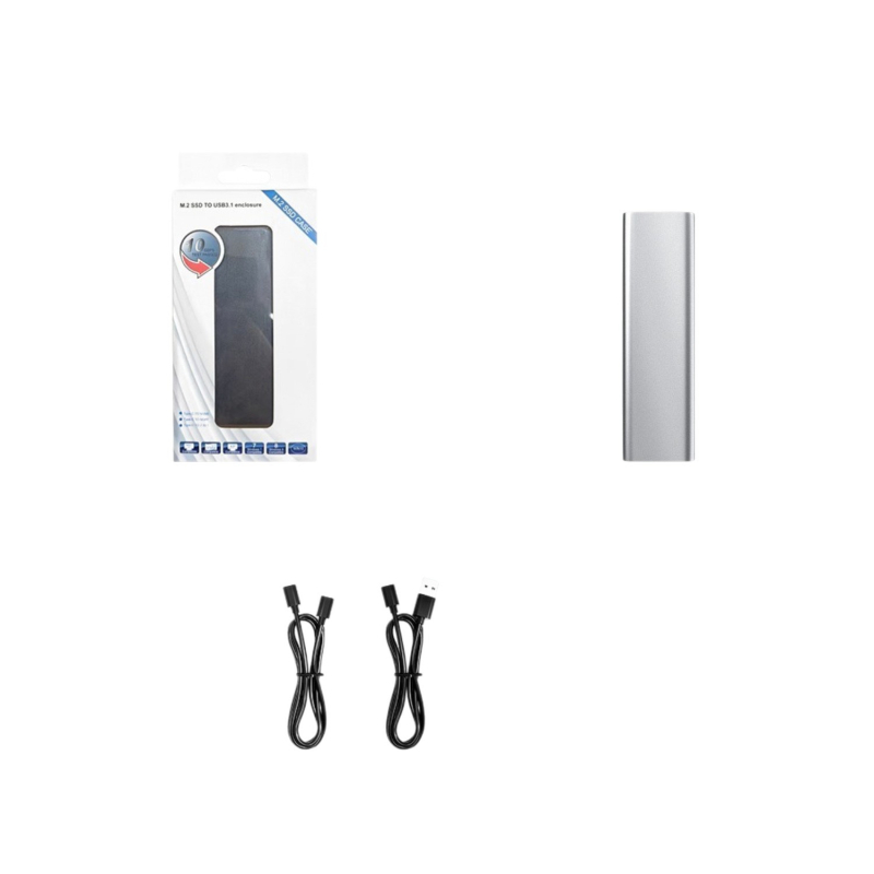 Εξωτερικό κουτί SSD M.2 NVMe NGFF με USB-C, με υποστήριξη NVMe και NGFF, αλουμινένιο κράμα, 8TB, USB 3.2 Gen2