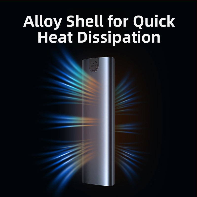 Externá M.2 SSD skrinka s dvojitým protokolom, USB 3.1 Type-C, hliníková zliatina pre chladenie, 2 TB