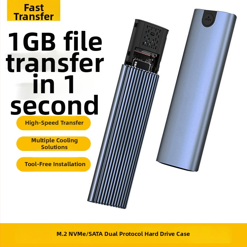 Externá M.2 SSD skrinka s dvojitým protokolom, USB 3.1 Type-C, hliníková zliatina pre chladenie, 2 TB