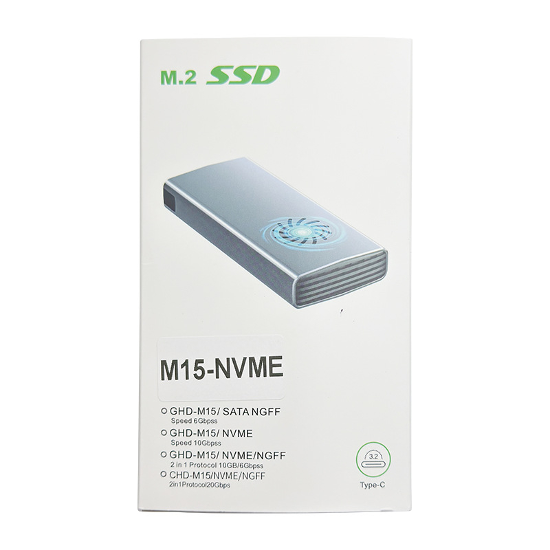 Θήκη M.2 NVMe για SSD με USB-C, περίβλημα από αλουμίνιο-ABS, έως 2 TB, 10 Gbps USB 3.1 Gen2, με ενσωματωμένο ανεμιστήρα ψύξης
