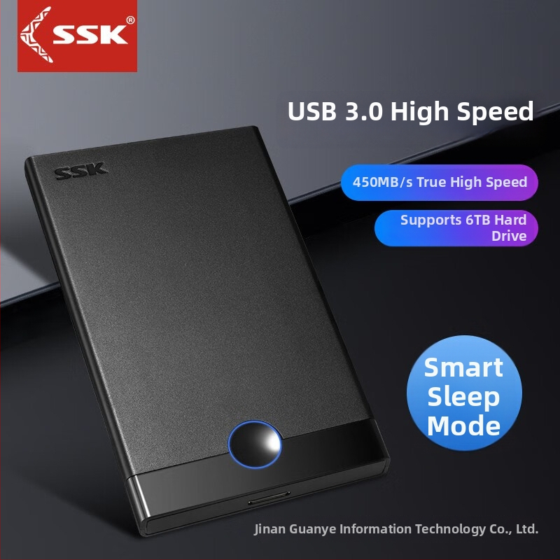 Externá skrinka pre pevný disk USB 3.0 SATA, plastové puzdro, podporuje až 6 TB, rýchlosť 450 MB/s