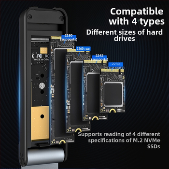 Εξωτερική θήκη NVMe M.2 SSD, USB 3.2 Gen 2 10Gbps, αλουμινένιο κράμα, συμβατή με φορητούς και επιτραπέζιους υπολογιστές, μοντέλο M210CP