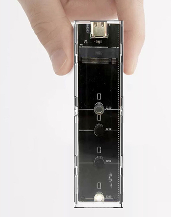 Θήκη SSD M.2 NVMe/NGFF/SATA, USB 3.1 Type-C, διαφανές περίβλημα, ABS πλαστικό, Υποστηρίζει έως 4 TB