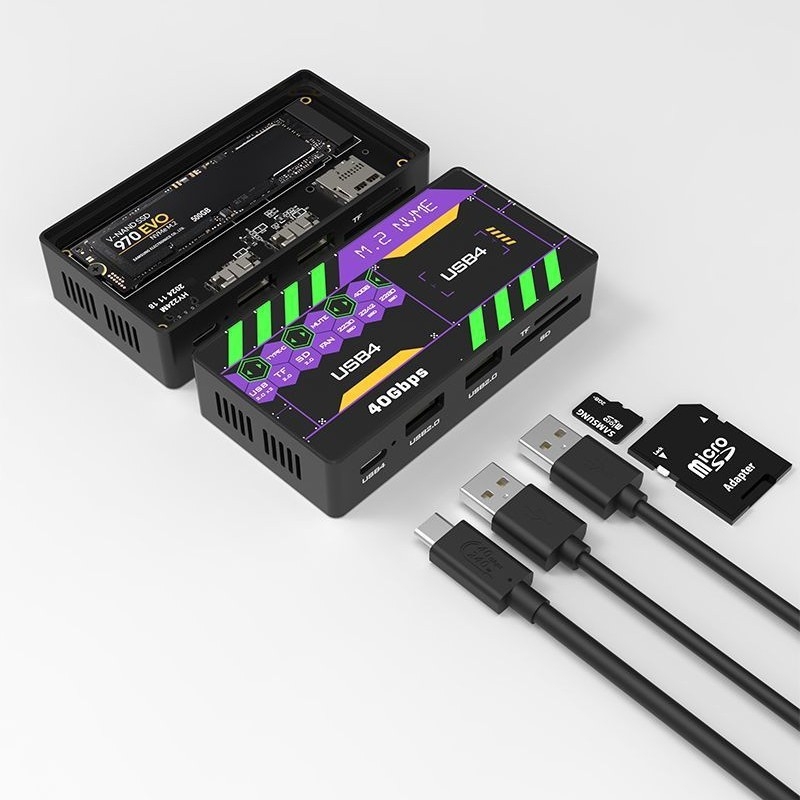 USB4 40 Gbps dokkolóállomás külső HDD-hez - Thunderbolt 3/4 kompatibilis, alumíniumötvözet, támogatás 4 TB-ig, hatékony ventilátoros hűtés