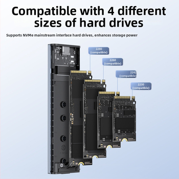 M.2 SSD púzdro so dvojitým protokolom NVMe/NGFF, hliníkový plášť, USB-C 10Gbps, kapacita 4TB, OEM spracovanie