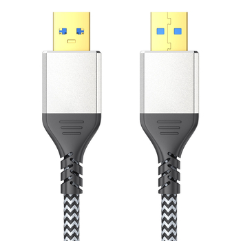 USB 3.0 muški–muški kabel, dvostruka glava, duljina 1 m, bakreni vodič, zlatni konektori, aluminijska legura s tiskanom mrežom