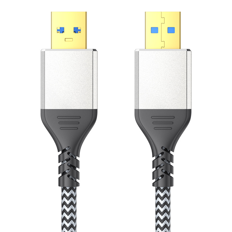 USB 3.0 muški–muški kabel, dvostruka glava, duljina 1 m, bakreni vodič, zlatni konektori, aluminijska legura s tiskanom mrežom